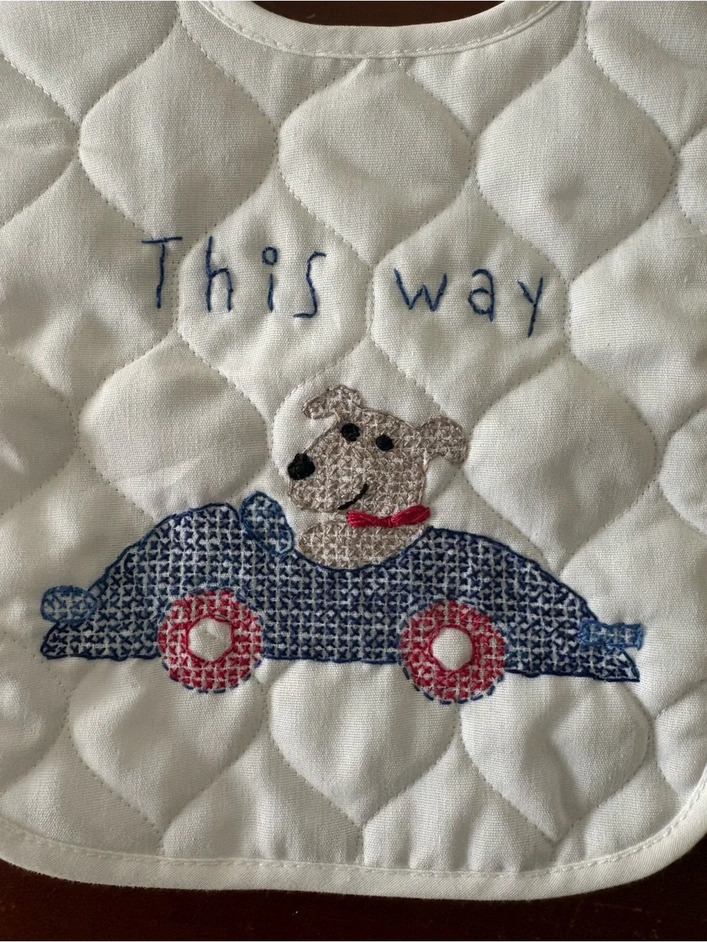 Handmade embroidered dog baby bib NWOT